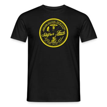 Stelvio Pass, yellow, road bike, bicycle - Men's T-Shirt - black - Front - AI Model Male 178 light (178cm)