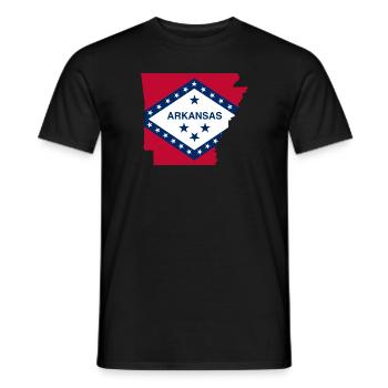 Arkansas Flaggenkarte - Männer T-Shirt - Schwarz - Vorne - AI Model Male 178 light (178cm)