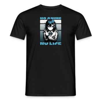Anime Manga Fille // PAS D’ANIME - PAS DE VIE // AS002 - T-shirt homme - noir - Devant - AI Model Male 178 light (178cm)