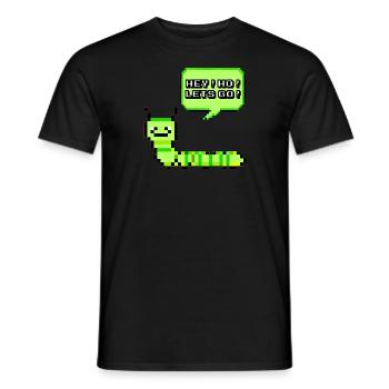 HEY! HO! LETS GO! Pixel Raupe Retroshirt 90er 90s - Männer T-Shirt - Schwarz - Vorne - AI Model Male 178 light (178cm)