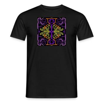 Purple, yellow, orange and pink abstract figure - Men's T-Shirt - black - Front - AI Model Male 178 light (178cm)