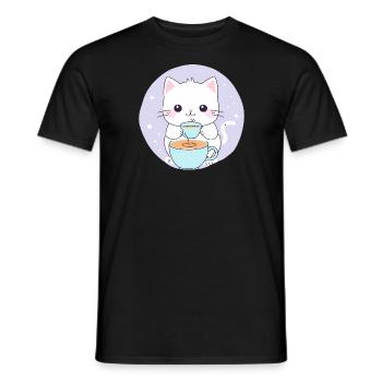 süße niedliche Katze Double Espresso Kaffee - Männer T-Shirt - Schwarz - Vorne - AI Model Male 178 light (178cm)