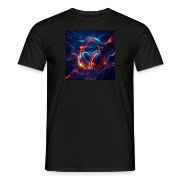 3D Headphones with Colorful Music Waves for Dj's - Men's T-Shirt - black - Front - AI Model Male 178 light (178cm)