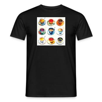 Pop Art Tea Cups: 9 Unique Designs in Color - Men's T-Shirt - black - Front - AI Model Male 178 light (178cm)