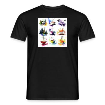 Teacups Pop Art Design for Stylish Tea Drinkers - Men's T-Shirt - black - Front - AI Model Male 178 light (178cm)