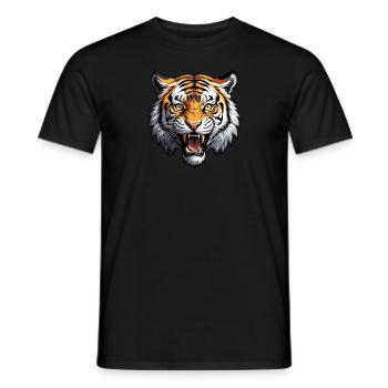 Tiger roaring in fury - Men's T-Shirt - black - Front - AI Model Male 178 light (178cm)