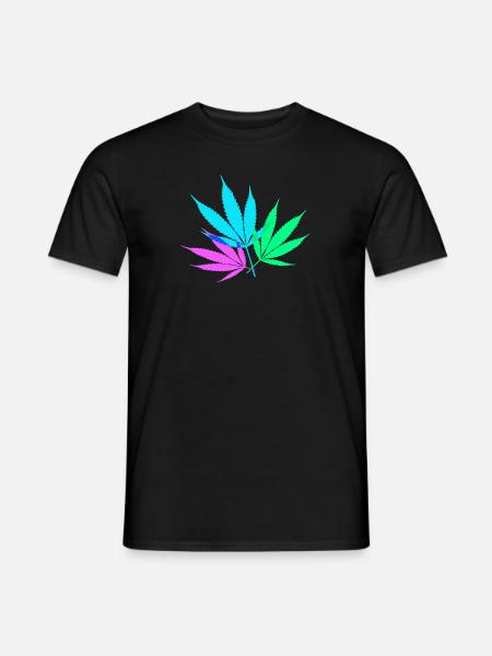 Bunte Hanfblätter - Männer T-Shirt - Schwarz