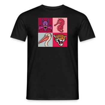 Pop Art Seahorse Pelican Bat Leopard - Men's T-Shirt - black - Front - AI Model Male 178 light (178cm)