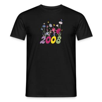 Year of birth 2008 wildflowers - Men's T-Shirt - black - Front - AI Model Male 178 light (178cm)