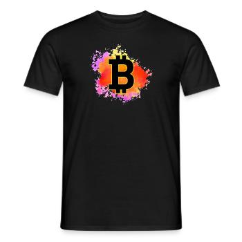 Colorful Bitcoin Design – Crypto Splash Art - Men's T-Shirt - black - Front - AI Model Male 178 light (178cm)