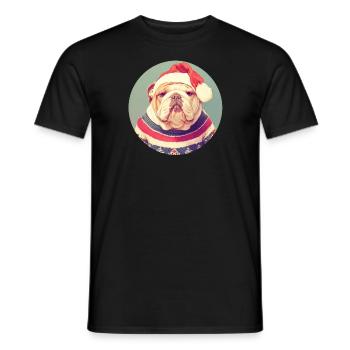Christmas motif with an English bulldog - Men's T-Shirt - black - Front - AI Model Male 178 light (178cm)