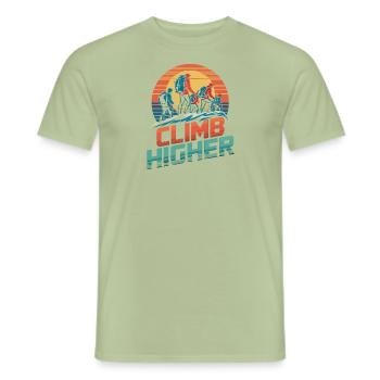Grimpez plus haut Retro Hikers - T-shirt homme - vert sauge - Devant - AI Model Male 178 light (178cm)