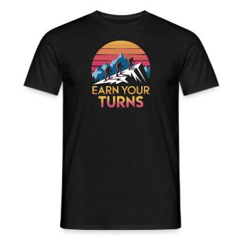 Earn Your Turns Ski Design - Men's T-Shirt - black - Front - AI Model Male 178 light (178cm)