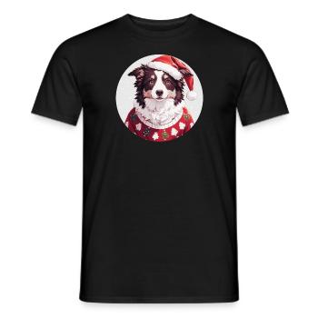 Christmas motif with Border Collie - Men's T-Shirt - black - Front - AI Model Male 178 light (178cm)