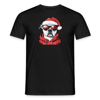 Christmas motif with a Staffy - Men's T-Shirt - black - Front - AI Model Male 178 light (178cm)