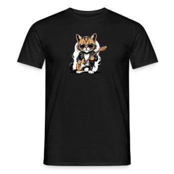 Cat Rocker Cat HardRock Gift - T-shirt homme - noir - Devant - AI Model Male 178 light (178cm)