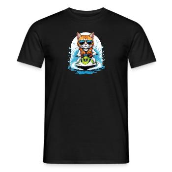 Cat Jet Ski Chat Drôle Drôle Cadeau - T-shirt homme - noir - Devant - AI Model Male 178 light (178cm)