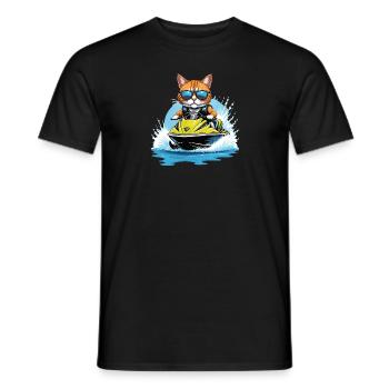 Cat Jet Ski Chat Drôle Drôle Cadeau - T-shirt homme - noir - Devant - AI Model Male 178 light (178cm)