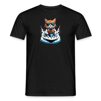 Cat Jet Ski Chat Drôle Drôle Cadeau - T-shirt homme - noir - Devant - AI Model Male 178 light (178cm)