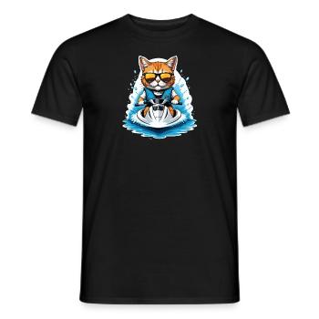 Cat Jet Ski Chat Drôle Drôle Cadeau - T-shirt homme - noir - Devant - AI Model Male 178 light (178cm)