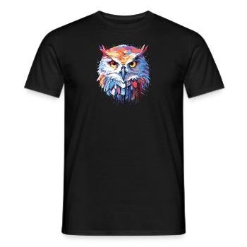 Owl Bird Animal Nature Freedom Wildlife Abstract - Men's T-Shirt - black - Front - AI Model Male 178 light (178cm)