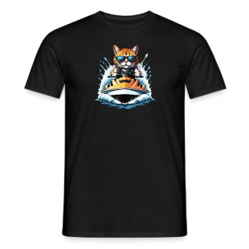 Cat Jet Ski Chat Drôle Drôle Cadeau - T-shirt homme - noir - Devant - AI Model Male 178 light (178cm)