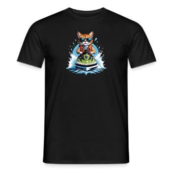 Cat Jet Ski Chat Drôle Drôle Cadeau - T-shirt homme - noir - Devant - AI Model Male 178 light (178cm)