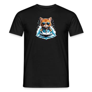 Cat Jet Ski Chat Drôle Drôle Cadeau - T-shirt homme - noir - Devant - AI Model Male 178 light (178cm)