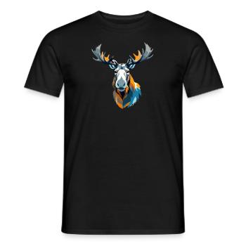 Elch-Vektor-Kunst mit lebendiger Farbillustration - Männer T-Shirt - Schwarz - Vorne - AI Model Male 178 light (178cm)