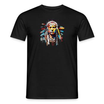 American Native Indian Brave Warrior Inspiration - Men's T-Shirt - black - Front - AI Model Male 178 light (178cm)