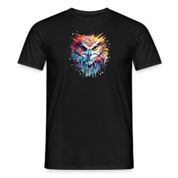 Owl Bird Animal Nature Freedom Wildlife Abstract - Men's T-Shirt - black - Front - AI Model Male 178 light (178cm)