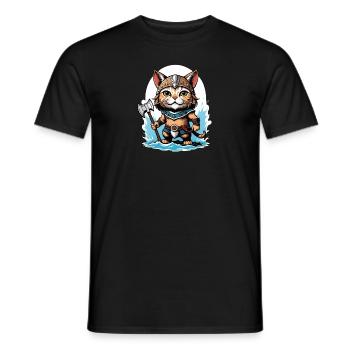 Cat Wikinger Viking Katze Geschenk Süß - Männer T-Shirt - Schwarz - Vorne - AI Model Male 178 light (178cm)