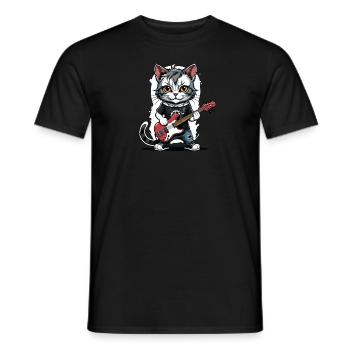 Cat Rocker Cat HardRock Gift - T-shirt homme - noir - Devant - AI Model Male 178 light (178cm)