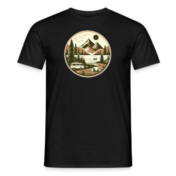 Natur & Abenteuer – Idyllisches Camping-Motiv - Männer T-Shirt - Schwarz - Vorne - AI Model Male 178 light (178cm)
