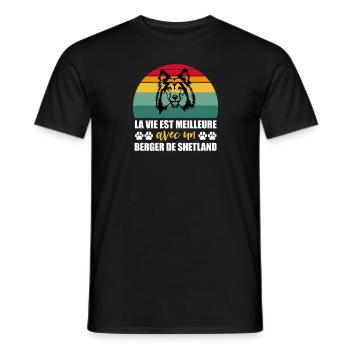 Life Is Better With A Shetland Shepherd - Men's T-Shirt - black - Front - AI Model Male 178 light (178cm)