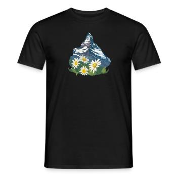 Alpen Matterhorn Mountain and Edelweiss Flower - Männer T-Shirt - Schwarz - Vorne - AI Model Male 178 light (178cm)