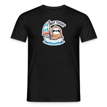 Sailing boat with sloth - Men's T-Shirt - black - Front - AI Model Male 178 light (178cm)