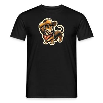 Teckel cadeau de danse en ligne avec chapeau de cow-boy - T-shirt homme - noir - Devant - AI Model Male 178 light (178cm)
