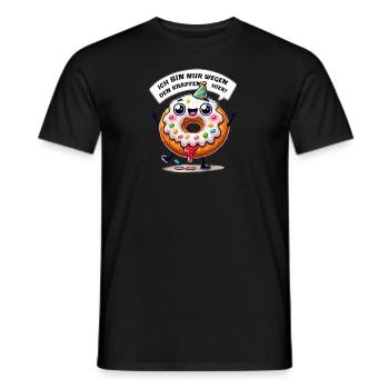 Ich bin nur wegen der Krapfen hier! - Männer T-Shirt - Schwarz - Vorne - AI Model Male 178 light (178cm)