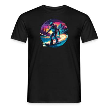 580s Snowboarding - Men's T-Shirt - black - Front - AI Model Male 178 light (178cm)