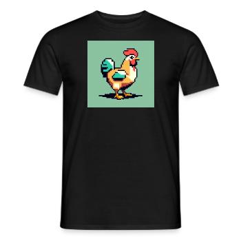 Un vilain poulet en pixel art rétro - T-shirt homme - noir - Devant - AI Model Male 178 light (178cm)