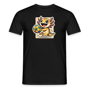 Axolotl jouant au handball - T-shirt homme - noir - Devant - AI Model Male 178 light (178cm)
