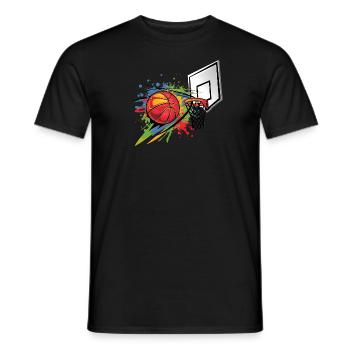 Bunte Basketball Tie Dye Farbe Splash Hoop Net - Männer T-Shirt - Schwarz - Vorne - AI Model Male 178 light (178cm)