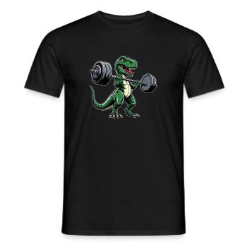 T-Rex Workout Dumbbell Bench Press Cool - Men's T-Shirt - black - Front - AI Model Male 178 light (178cm)