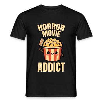 Horror Movie Addict Kawaii Popcorn - Men's T-Shirt - black - Front - AI Model Male 178 light (178cm)