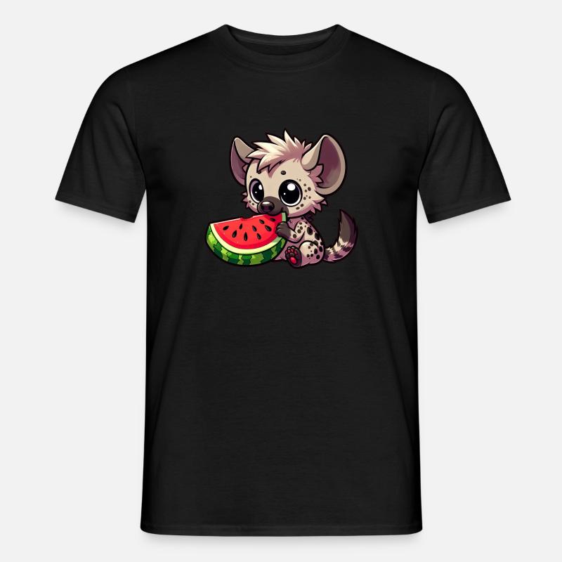 Hyäne mit Wassermelone Sommerfrucht - Männer T-Shirt - Schwarz