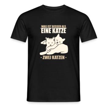 Was ist besser als eine Katze - zwei Katzen - Männer T-Shirt - Schwarz - Vorne - AI Model Male 178 light (178cm)