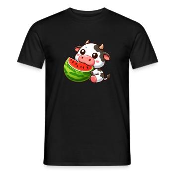 Funny Cow Bull Melon Summer Watermelon - Men's T-Shirt - black - Front - AI Model Male 178 light (178cm)