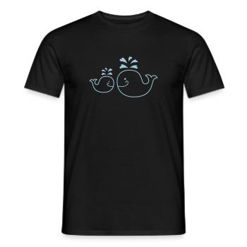 Wal - Mama - child - fish - whale - Mutti - 1C - Men's T-Shirt - black - Front - AI Model Male 178 light (178cm)