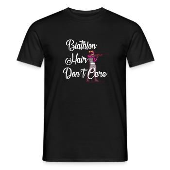 Biathlon Hair don´t Care Wintersport Schnee - Männer T-Shirt - Schwarz - Vorne - AI Model Male 178 light (178cm)